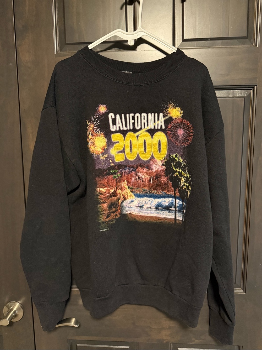 Delta Black Crewneck Sweater with Yellow California 2000 Graphic